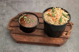 Veg Manchow Soup + Veg Hakka Noodles