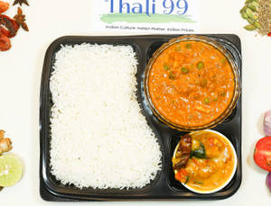 Matar Paneer Kadhi Rice Thali