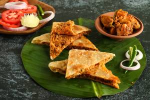 Chicken Mughlai Paratha with Aloo dum