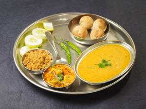 Rajasthani Thali (Dal Vati-Churma)