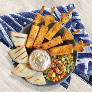 Paneer Skewers, Pita & Fresh Salsa