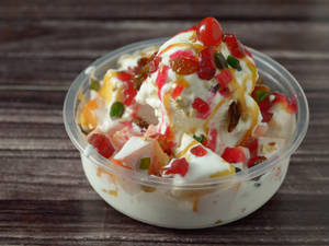 Fruit Salad With Vanilla Ice Cream