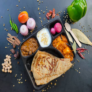 Kadai Paneer & Chole Choice Of Bread Meal