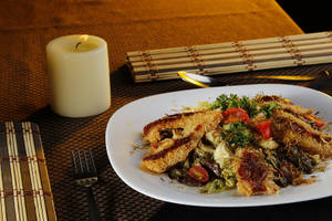 Crispy Chicken Saladmixed Lettuce Leaves