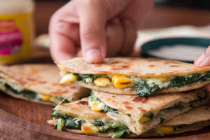Spinach Corn And Cottage Cheese Quesadilla
