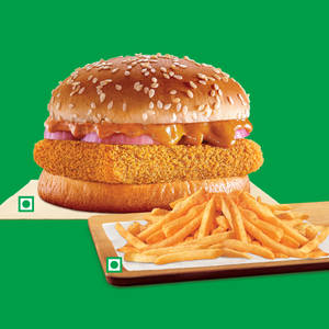 Veg Makhani Burst Burger+ Medium Peri Peri Fries..