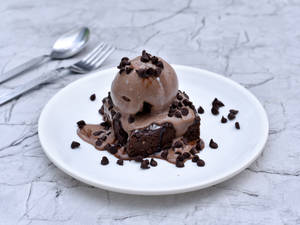 Brownie Choco (not Eggless) + Ice Cream