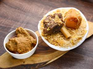Mutton Biryani With Chicken Chaap (Salad)