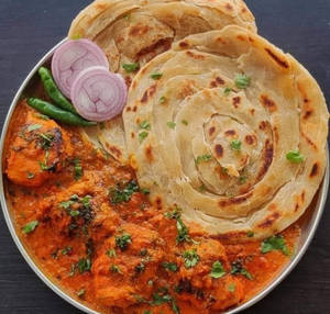 Porotta With Butter Chicken