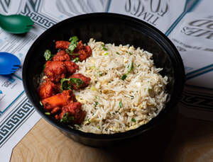 Egg Fried Rice With Pepper Fried Chicken ( Dry )