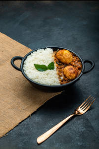 White Rice with Egg Curry