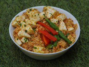 Herbed Rice With Grilled Paneer