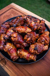 Bacon Wrapped Bbq Wings (4 Nos)