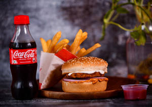 Veg Burger Meal(burger+coca COLA +fries)
