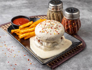 Jain Melting Cheese Dip Burger