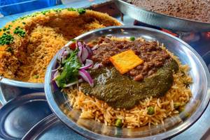 Chole Rice Served Palak Paneer } 1 Plate