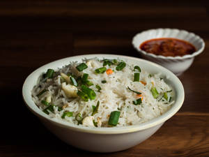 Veg. Fried Rice + Schezwan Sauce