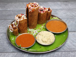 Sada Dosa (Served With White Chutney, Laal Chutney And Sambhar)