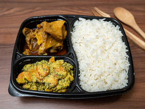 "basmati Rice+mutton Kosha(2 Pcs)+kochupatta  Chingri Tray"