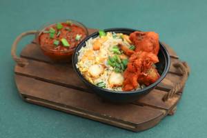 Chicken Lollypop Dry + Chicken Fried Rice (650ml) Bowl Combo [Chicken Fried Rice]