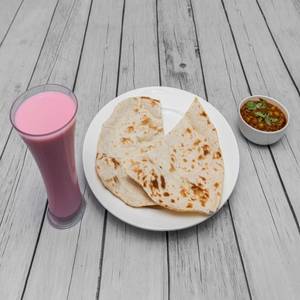 Butter Naan with Paneer Butter Masala and Rose Milk