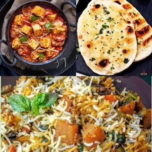 Kadhai Paneer+veg Biryani+butter Naan Combo