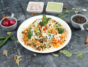 Veg Dum Biryani With Raita