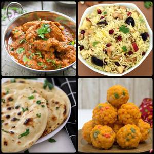 Mughlai Ch+Kashmiri Pulao+Butter Naan+Laddoo