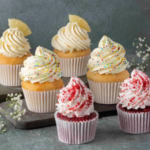 Set of 2 each of Red Velvet ,Pineapple and Vanilla Cup Cake