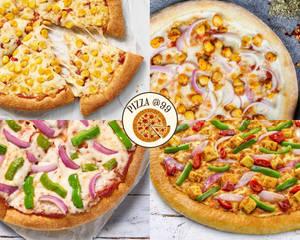 Golden Corn Pizza + Onion & Corn Pizza + Onion & Capsicum Pizza + Paneer & Capsicum Pizza