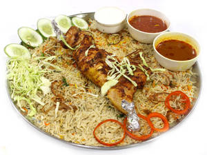 Chicken Bbq Mandi (half Bird Chicken + Full Mandi Rice) 