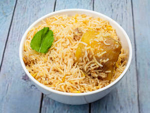 Aloo Biryani With Chicken Chaap