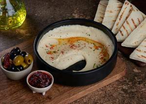 Hummus & Pita with Olives