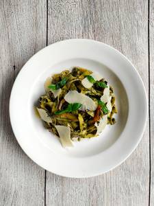 Saffron Fettuccini In Pesto