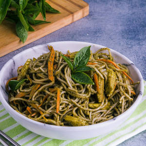 Spicy Lemon Basil Noodles with Carrot & Babycorn