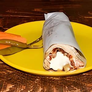 Only Chicken And Fries Shawarma With Schezwan Sauce