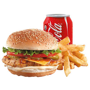 Veg Surprise Burger + French Fries + Coke (200 Ml)