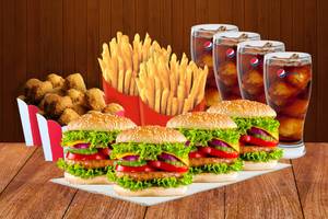 4 Chicken Burger+2 Fries+2 Chicken Popcorn+2 Pepsi