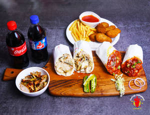 Fully Loaded Shawarma + Mexican Shawarma + French Fries + Cold Drink