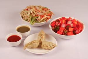 Paneer Chilli + 3 Veg Momos + Veg Noodles