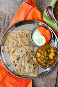Aloo Matar With Butter Roti And Salad