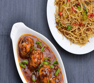 Chow Mein + Veg Manchurian