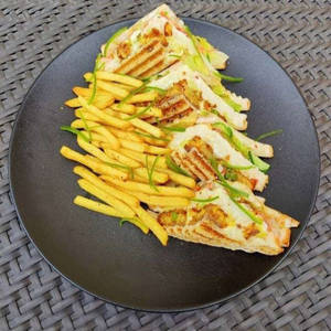 Grilled Veg Cheese Sandwich With French Fries(half)