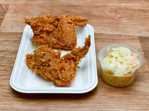 Broasted Chicken Wings 2 Pcs + Coleslaw