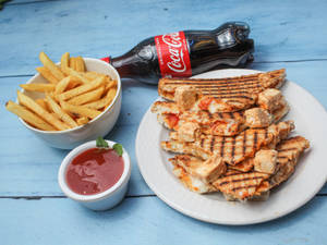1 Paneer Tikka Grill Sandwich + 1 French Fries + 1 Coke, Thumbs 500 Ml