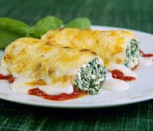 Baked Cannelloni Veg, Chicken, Or Lamb [ Alfredo Cheese Sauce, San Marzano Tomato Sauce, Al Olio]