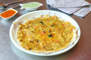 Masala Onion Uttappa with Potato Bhaji