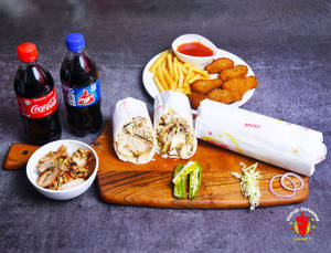 Fully Loaded Shawarma + Spicy Shawarma + French Fries + Cold Drink