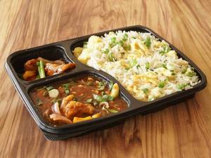 Chilli Chicken Gravy with Egg Fried Rice Meal