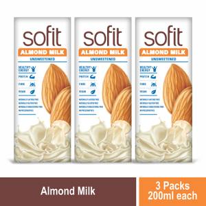 Sofit Almond Milk - Unsweetened 200 ml Pack of 3